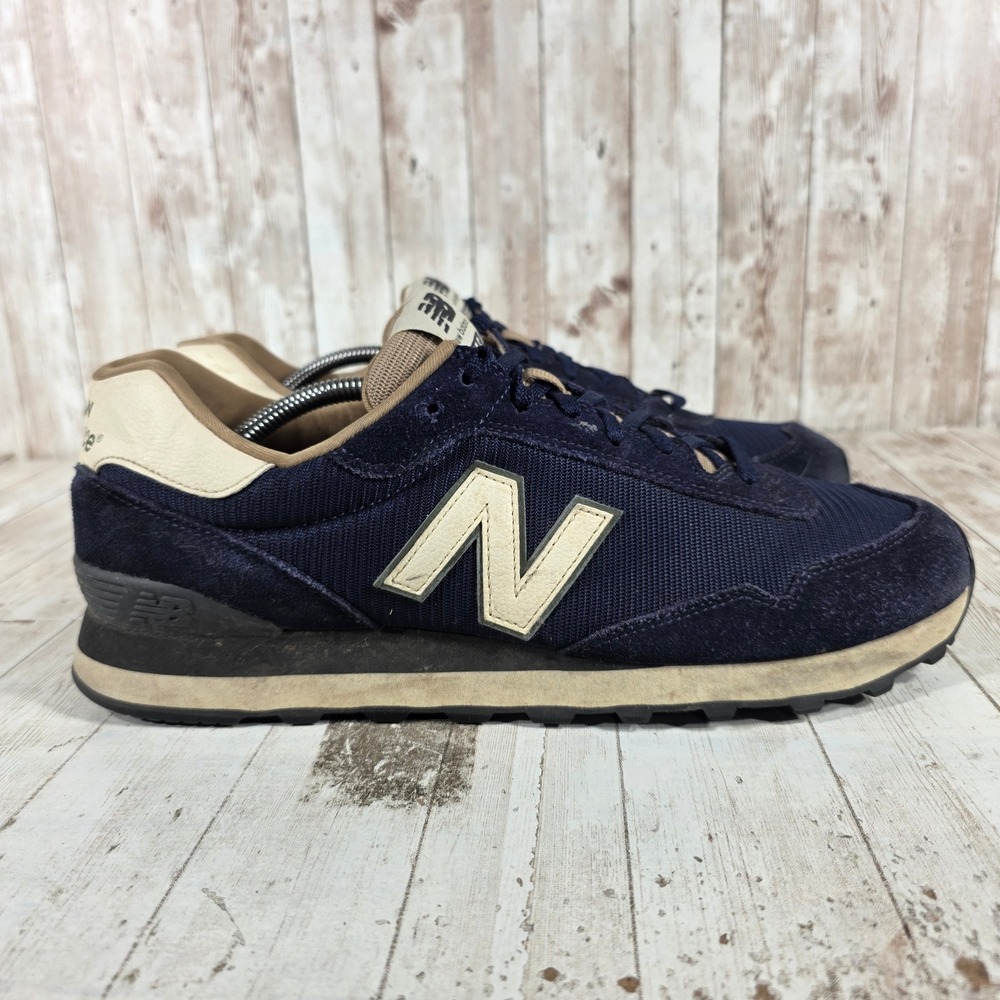 New Balance 515 Mens Navy Blue Tan Suede Low‎ Top Sneakers ML515PH Size 13